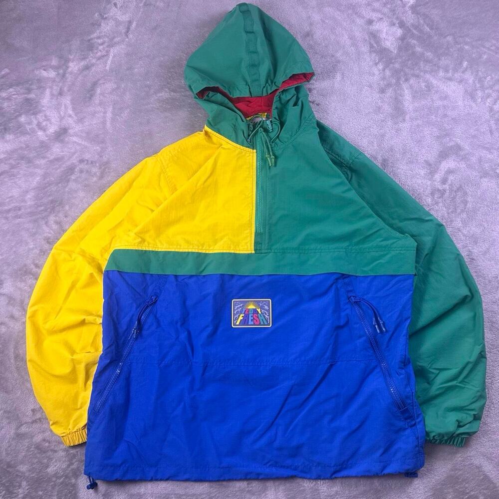 Vintage Teddy Fresh Colorblock Anorak Windbreaker Jacket Men’s Large 1/2 Zip